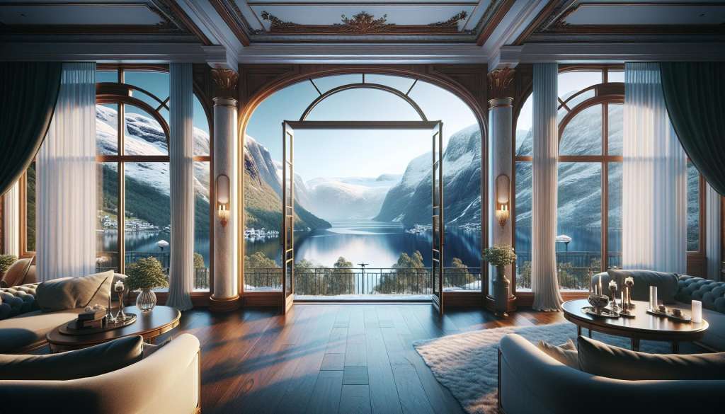 Luxe kameruitzicht op Noorse fjord.