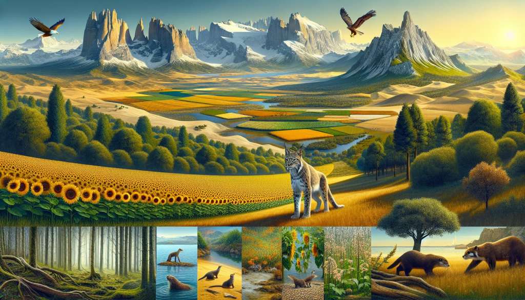 Fantastisch landschap met diverse wilde dieren.