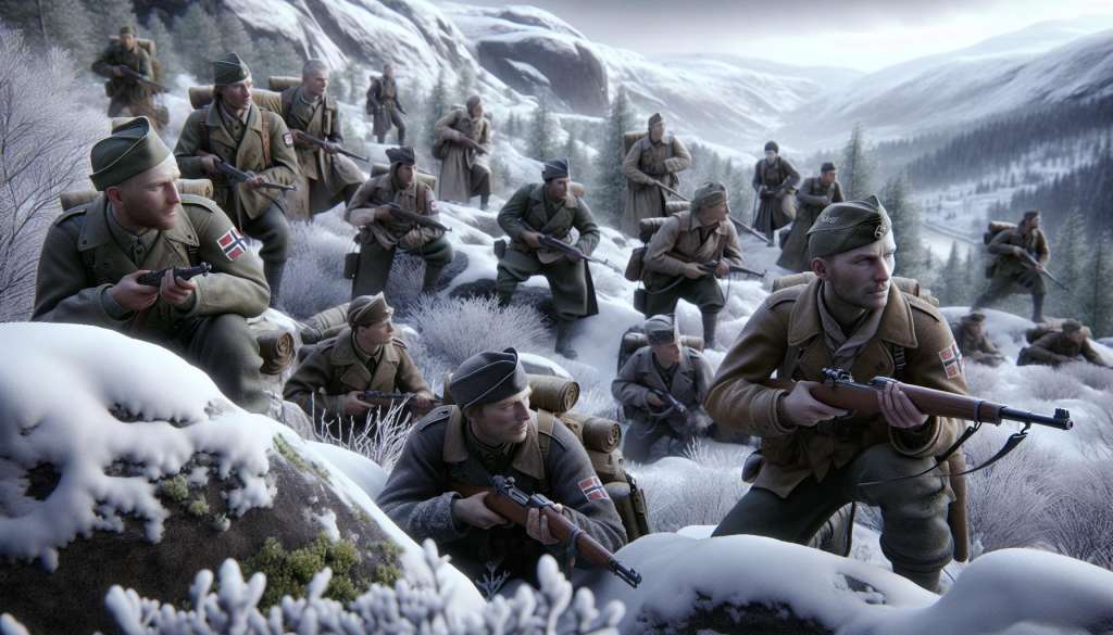 Soldaten in besneeuwd berglandschap