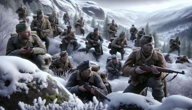 Soldaten in besneeuwd berglandschap