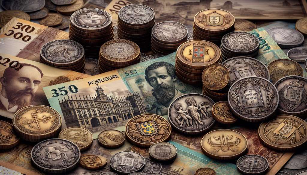 Portugese munten en bankbiljetten collectie.